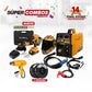 COMBO SOLDADOR INVERSOR + CARETA FOTOSENSIBLE + KIT 21 V INALAMBRICO TALADRO + PISTOLA DE CALOR + ROLLO SOLDADURA MIG