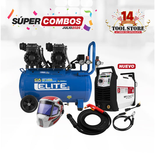 COMBO CORTADOR DE PLASMA + CARETA ELECTRONICA + COMPRESOR DE AIRE EN SERIE LIBRE