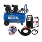COMBO CORTADOR DE PLASMA + CARETA ELECTRONICA + COMPRESOR DE AIRE EN SERIE LIBRE