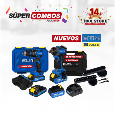 COMBO TALADRO DE IMPACTO INALAMBRICO 21V + LLAVE DE IMPACTO INALAMBRICA 21V + CERRADURA INTELIGENTE AJUSTABLE