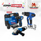 COMBO ESMERILADORA ANGULAR 4-1/2PUL + TALADRO DE IMPACTO 16V MANDRIL + PISTOLA DE CALOR INDUSTRIAL 2000W