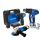COMBO ESMERILADORA ANGULAR 4-1/2PUL + TALADRO DE IMPACTO 16V MANDRIL + PISTOLA DE CALOR INDUSTRIAL 2000W