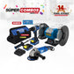 COMBO ESMERIL DE BANCO 8INCH 3/4HP + ESMERILADORA ANGULAR 4-1/2INCH +TALADRO DE IMPACTO INALAMBRICO 21V