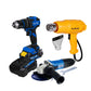 COMBO TALADRO DE IMPACTO INALÁMBRICO 21V + PISTOLA DE CALOR FURIUS 1800W + ESMERILADORA ANGULAR 4-1/2INCH
