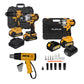 COMBO KIT TALADRO PERCUTOR INALAMBRICO + PISTOLA DE CALOR + LLAVE DE IMPACTO INALAMBRICA CUADRANTE