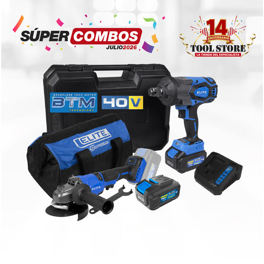 COMBO LLAVE DE IMPACTO INALAMBRIC +ESMERILADORA INALAMBRICA SIN ESCOBILLAS  + BATERIA ION DE LITHIO 40V