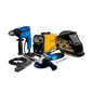COMBO SOLDADOR INVERSOR FURIUS FORCE 227 CELLULOSIC + CARETA ELECTRONICA FURIUS FENIX 50 + TALADRO PERCUTOR 1/2PUL, 750W + ESMERILADORA ANGULAR 4-1/2INCH 820 W