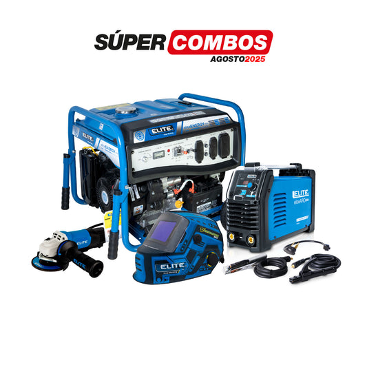 COMBO GENERADOR PORTATIL GASOLINA  + SOLDADOR ARC 220S  + CARETA ELECTRONICA SOLDADURA ELITE + ESMERILADORA ANGULAR 4-1/2PUL