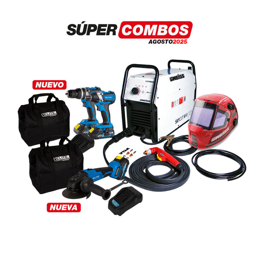 COMBO PLASMA SWEISS SKYCUT 690 + ANTORCHA DE PLASMA SWEISS + PULIDORA INALAMBRICA  + CARETA ELECTRONICA SOLDADURA + KIT TALADRO PERCUTOR INALAMBRICO