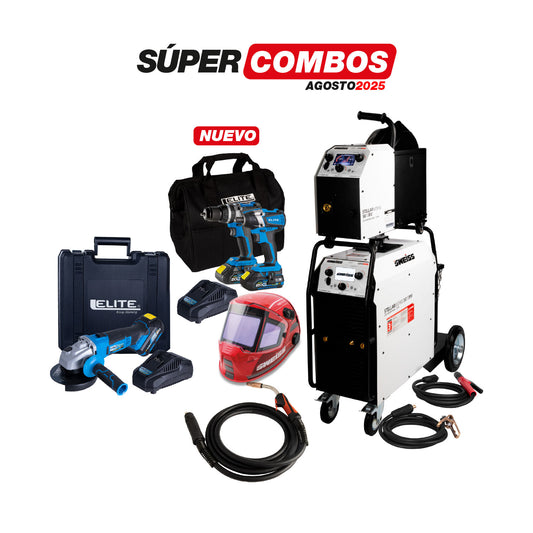 COMBO SOLDADOR INVERSOR  + ANTORCHA MIG  + CARETA ELECTRONICA SOLDADURA - STELLARVIEW 930 + PULIDORA INALAMBRICA + KIT TALADRO PERCUTOR INALAMBRICO
