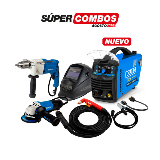 COMBO CORTADOR DE PLASMA ELITECUT 42  + ANTORCHA DE PLASMA  + CARETA ELECTRONICA SOLDADURA  + TALADRO DE ROTACION 1/2PUL 900W + ESMERILADORA ANGULAR 4-1/2PUL 1400W