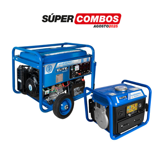 COMBO GENERADOR PORTATIL GASOLINA 6.5KW 120 + GENERADOR PORTATIL GASOLINA 2 TIEMPOS 900W