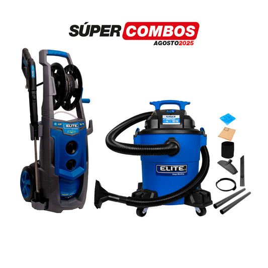 COMBO HIDROLAVADORA ELECTRICA 2400W + ASPIRADORA 6GAL 4HP TANQUE POLY-HUMEDO