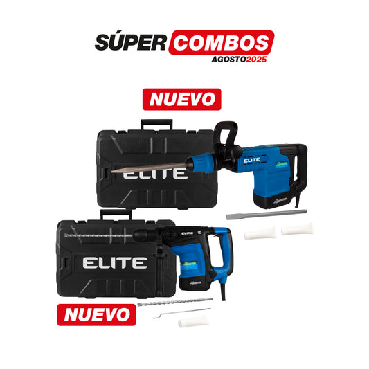 COMBO MARTILLO DEMOLEDOR SDS MAX 1500W + ROTOMARTILLO 9 JOULES 1100W