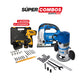 COMBO TALADRO ATORNILLADOR INALAMBRICO + SIERRA CALADORA + RUTEADORA 1500W