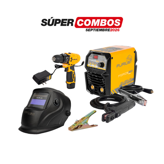 COMBO SOLDADOR INVERSOR + CARETA FOTOSENSIBLE + TALADRO INALAMBRICO  + PINZA DE MASA