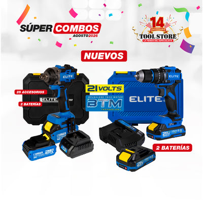 COMBO Taladro percutor inalambrico 21V + LLAVE DE IMPACTO INALAMBRICA 21V CUADRANTE 1/2'