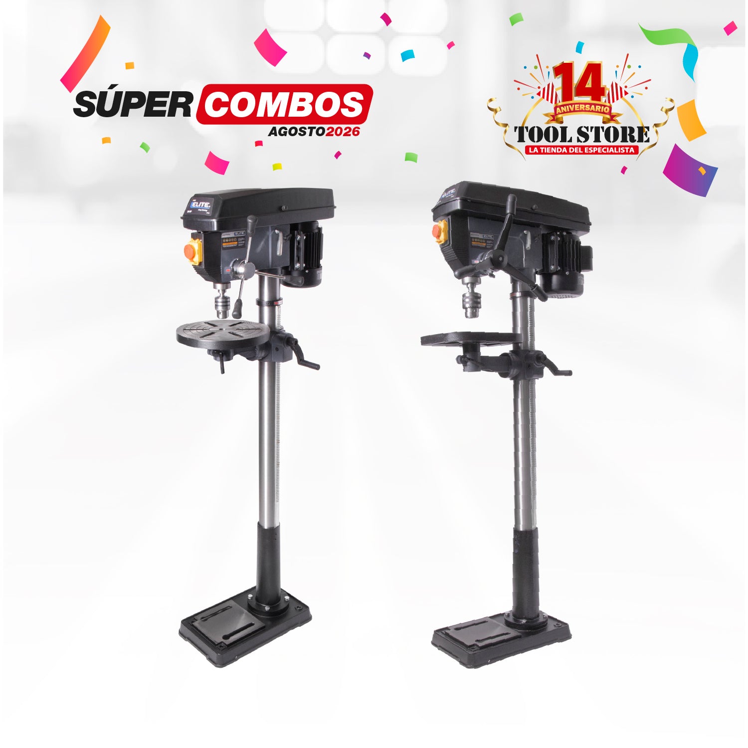 COMBO TALADRO DE ARBOL 750W H1600MM MANDRIL25MM 12SPEED + TALADRO DE ARBOL 550W H1580MM MANDRIL16MM 16SPEED