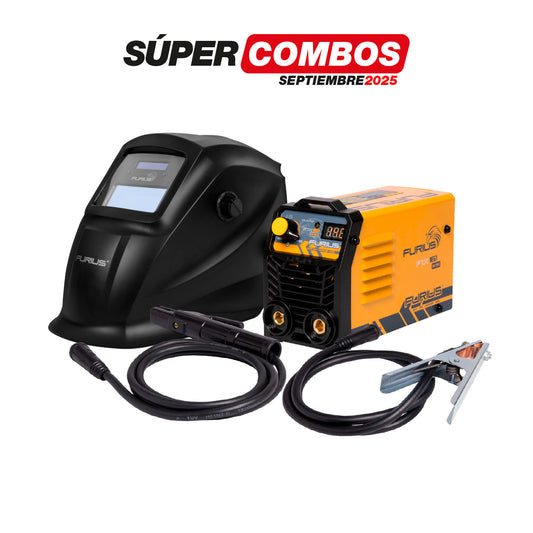 COMBO SOLDADOR INVERSOR FURIUS FIX 161 M - 110V + CARETA FOTOSENSIBLE FURIUS FENIX 230