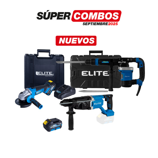 COMBO MARTILLO DEMOLEDOR SDS + PULIDORA INALAMBRICA + ROTOMARTILLO INALAMBRICO SIN ESCOBILLAS + BATERIA ION DE LITHIO 20V