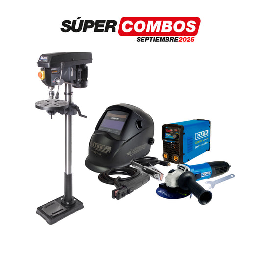 COMBO TALADRO DE ARBOL 550W + SOLDADOR INVERSOR + CARETA ELECTRONICA SOLDADURA + ESMERILADORA ANGULAR