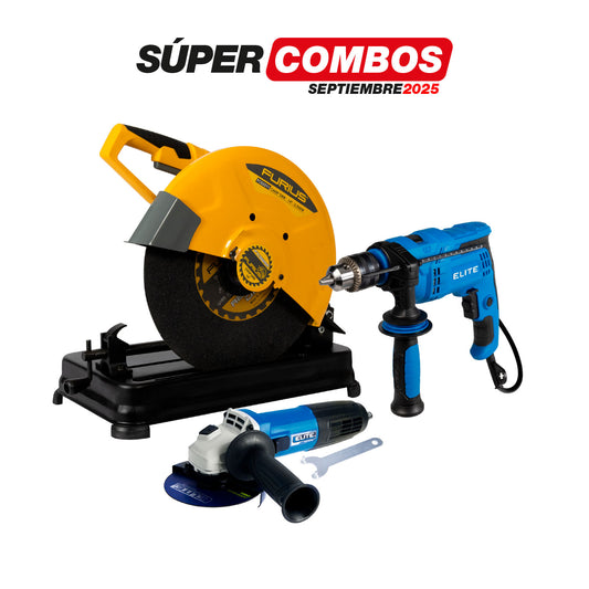COMBO TRONZADORA 2500w + TALADRO PERCUTOR + ESMERILADORA ANGULAR
