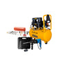 COMBO ROTOMARTILLO SDS PLUS 900W + COMPRESOR DE AIRE SILENCIOSO LIBRE DE ACEITE 24L + KIT DE ACCESORIOS 20 PCS PARA COMPRESOR