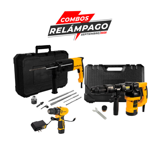 COMBO ROTOMARTILLO SDS PLUS 720W + MARTILLO DEMOLEDOR SDS + TALADRO INALAMBRICO
