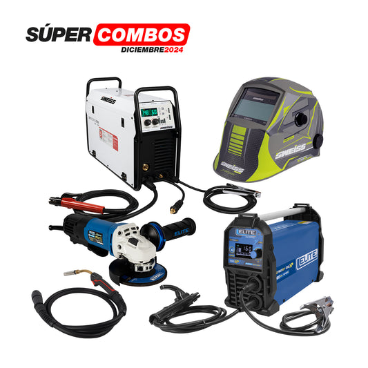 Combo Soldador Inversor 270A y 160A  + Antorcha + Esmeriladora + Careta