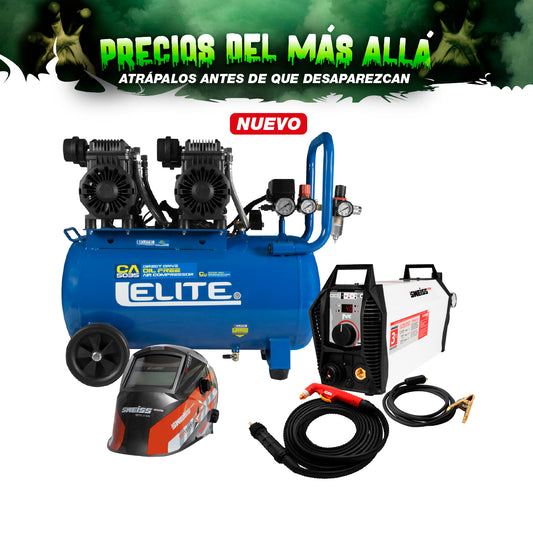 COMBO COMPRESOR DE AIRE EN SERIE LIBRE DE ACEITE + CORTADOR DE PLASMA + ANTORCHA DE PLASMA + CARETA PARA SOLDAR SKYVIEW 610