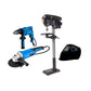 COMBO ESMERILADORA ANGULAR DE 9 + TALADRO DE ARBOL 750W H1600MM + TALADRO PERCUTOR 1/2PUL +  CARETA SOLDADURA ELECTRONICA