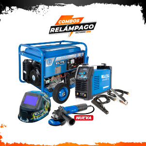 COMBO GENERADOR PORTATIL GASOLINA 6.5KW + SOLDADOR ARC180S 110/220 + ESMERILADORA ANGULAR 4 1/2 BRUSHLESS + CARETA ELECTRONICA SOLDADURA