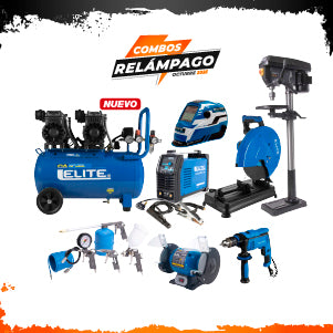 COMBO COMPRESOR DE AIRE EN SERIE + SET DE 5 PIEZAS PISTOLA DE PINTURA + TALADRO PERCUTOR + SOLDADOR  + CARETA + ESMERIL DE BANCO+ TRONZADORA ELECTRICA + TALADRO DE ARBOL