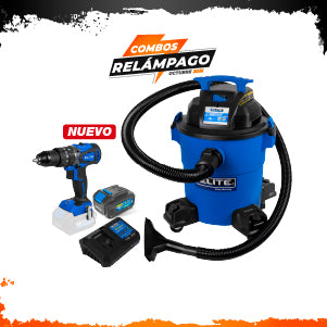 COMBO TALADRO PERCUTOR + BATERIA ION DE LITHIO 40V, 2AH + CARGADOR DE BATERIA 40V, 4A + ASPIRADORA 6GAL 4HP