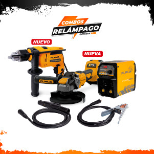 COMBO SOLDADOR INVERSOR + TALADRO PERCUTOR 1/2INCH + ESMERILADORA ANGULAR 4-1/2INCH 20V