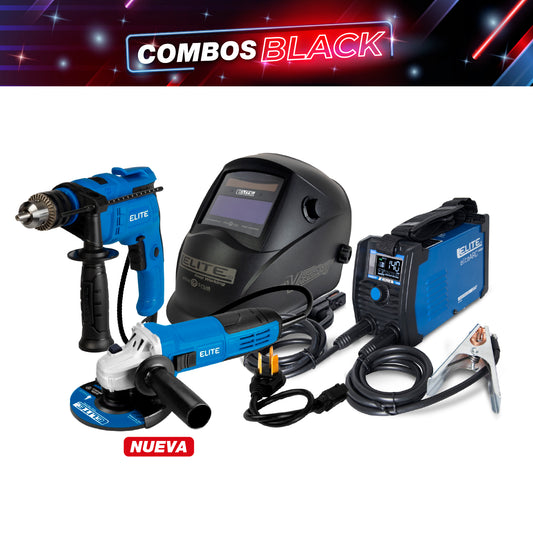 COMBO SOLDADOR INVERSOR + CARETA ELECTRONICA SOLDADURA + ESMERILADORA ANGULAR 4 1/2 + TALADRO PERCUTOR 1/2PUL