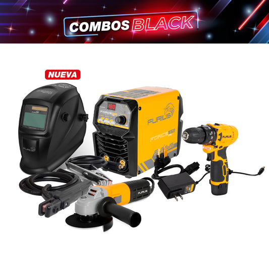 COMBO SOLDADOR INVERSOR + CARETA FOTOSENSIBLE + TALADRO INALAMBRICO 3/8PUL + ESMERILADORA ANGULAR 4 1/2 PULG