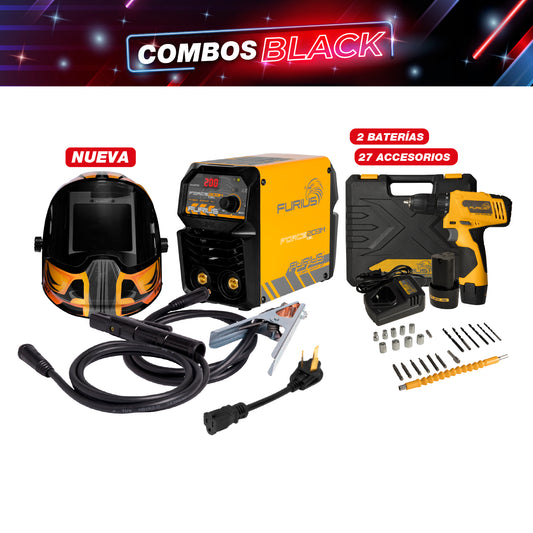COMBO SOLDADOR INVERSOR + CARETA FOTOSENSIBLE + TALADRO ATORNILLADOR INALAMBRICO 12V