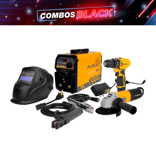 COMBO SOLDADOR INVERSOR + CARETA FOTOSENSIBLE + TALADRO INALAMBRICO 3/8PUL + ESMERILADORA ANGULAR 4 1/2 PULG