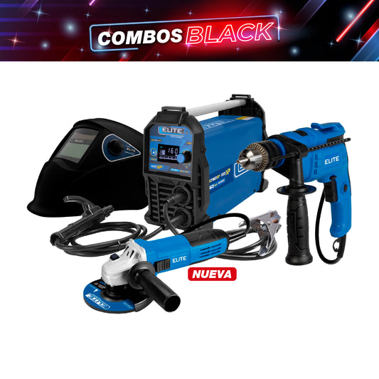 COMBO SOLDADOR INVERSOR + CARETA SOLDADURA ELECTRONICA + ESMERILADORA ANGULAR 4 1/2 + TALADRO PERCUTOR 1/2PUL