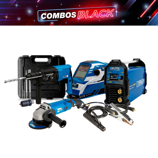 COMBO SOLDADOR INVERSOR + CARETA ELITE VARIOMATIC 530 + ESMERILADORA ANGULAR 4-1/2INCH + ROTOMARTILLO SDS PLUS 900W