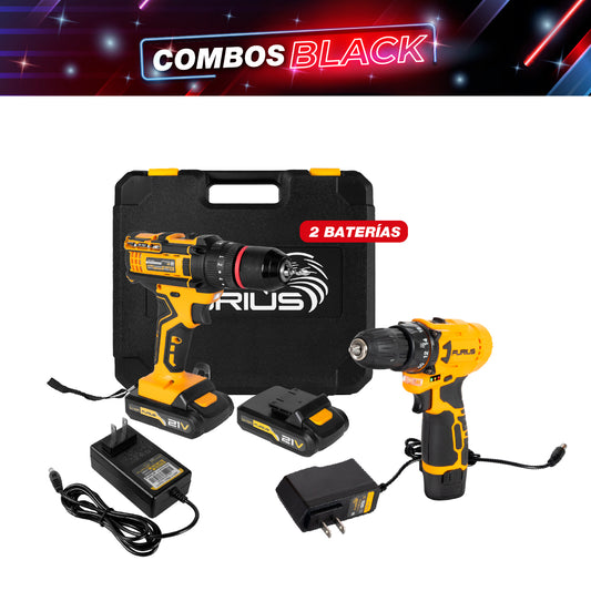 COMBO TALADRO INALAMBRICO 3/8PUL + TALADRO PERCUTOR INALAMBRICO 21V 1/2