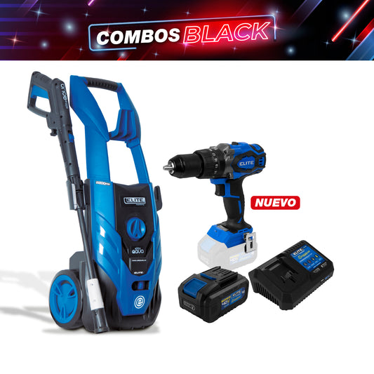 COMBO TALADRO PERCUTOR INALAMBRICO + TALADRO PERCUTOR INALAMBRICO + CARGADOR DE BATERIA 40V + HIDROLAVADORA ELECTRICA 2200W