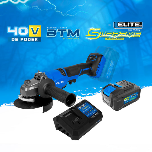 COMBO ESMERILADORA INALAMBRICA SIN ESCOBILLAS 6PUL + BATERIA ION DE LITHIO 40V + CARGADOR DE BATERIA 40V