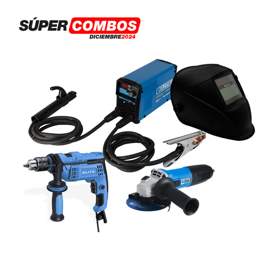 Combo Soldador Inversor 160A + Careta + Esmeriladora + Taladro