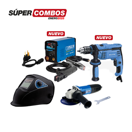 Combo Soldador Inversor 160A + Careta + Esmeriladora + Taladro