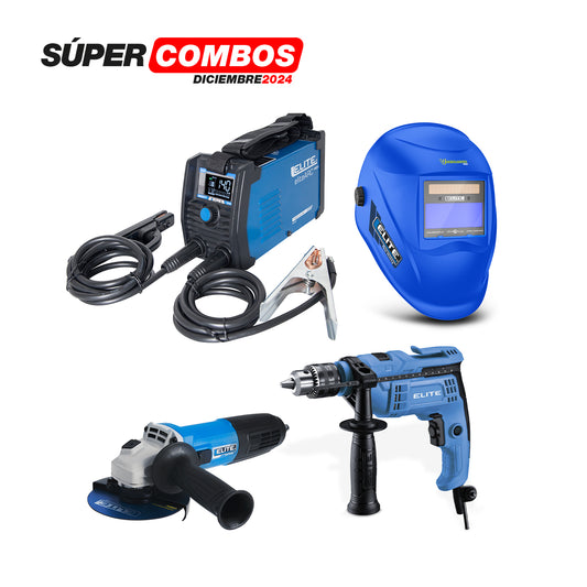 Combo Soldador Inversor 140A + Careta + Esmeriladora + Taladro