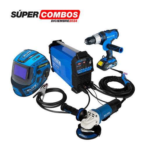 Combo Soldador Inversor 220A + Careta + Esmeriladora + Taladro