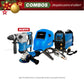 COMBO SOLDADOR INVERSOR + CARETA ELECTRONICA SOLDADURA + ESMERILADORA ANGULAR 4-1/2PUL + ROTOMARTILLO 110V-60Hz