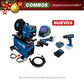 COMBO SOLDADOR INVERSOR + ANTORCHA + CARETA ELECTRONICA + TALADRO PERCUTOR + ESMERILADORA INALAMBRICA + BATERIA + CARGADOR DE BATERIA 40V